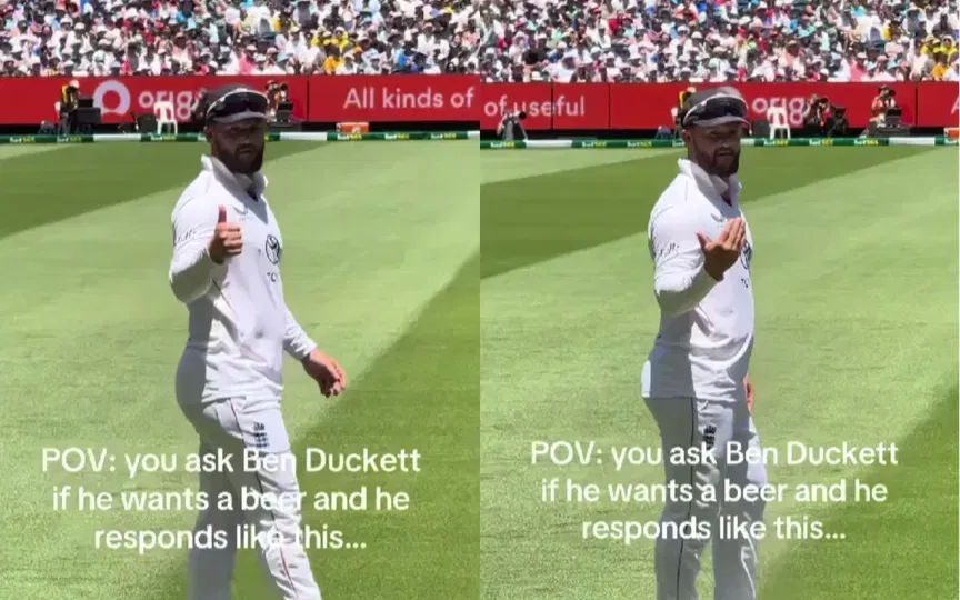 Australian fan offers beer to Ben Duckett, taunting Noosa howler; batter reacts